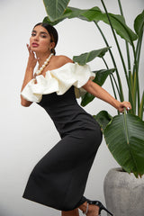 The Valencia Ruffle Gown (Black & White)