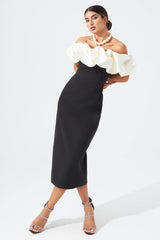 The Valencia Ruffle Gown (Black & White)