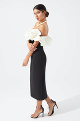 The Valencia Ruffle Gown (Black & White)