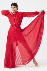 The Scarlett Pleated Duo Set (Red)