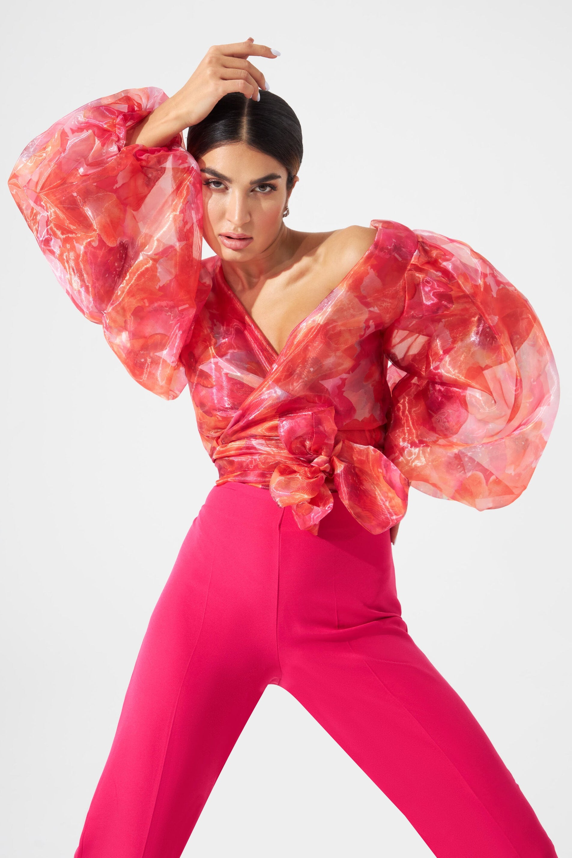 Roselle Wrap Blouse & Pant Set